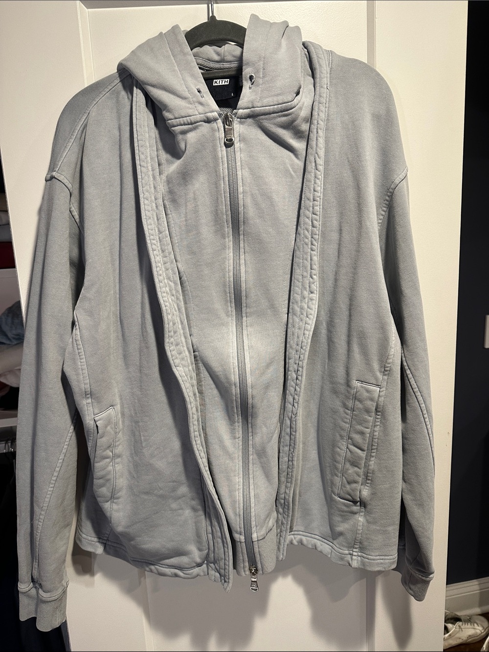 Kith Pale Gray Double-Layer Zip Hoodie